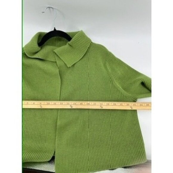Eileen Fisher Merino Wool Ribbed Cardigan Open Front Jacket Green XL - Picture 9 of 9